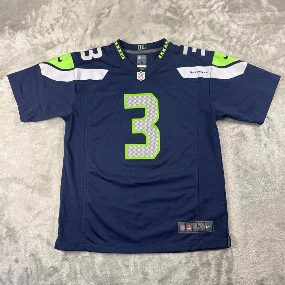 Nike Seattle Seahawks Russell Wilson 3 Jersey Youth L 14-16 Navy NFL